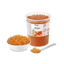 버블티용 오리지널 팝핑 보바 과일 진주 - 1kg 망고 인공 색소 없음 실제 주스 설탕 함량 감소 100% 비건 및 글루텐 프리, 1 kg (1er Pack)