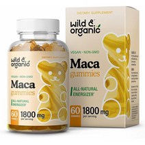[미국 직구] Wild & 자연유래 Premium Product Maca Gummy 츄잉 젤리 페루산 마카 1800mg 60ct 1PACK, 수량, 상세참조