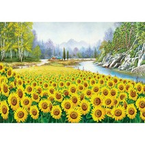 1000피스 직소퍼즐 - 금빛으로 물든 해바라기 들판, 단품