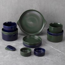 블룸엣홈 코튼 2인 식기홈세트 13P (네이비+그린), 단일옵션, 상세페이지 참조
