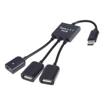 최신 3 in 1 마이크로 USB C 2 OTG 듀얼 포트 허브 케이블 Y 분배기 삼성 호환 태블릿 전화 마우스 키보드 어댑터, 한개옵션0