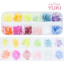 [유키] 홀로그램 유리조각필름 글리터 파츠 12종 세트 아이스 얼음네일 셀프네일아트재료, 홀로그램 유리조각필름 글리터 12종 세트
