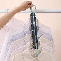 ecolucky 공간절약 5단 접이식 옷걸이 옷장정리, 5단옷걸이 블루