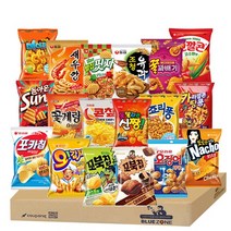 인기스낵 18종 A세트(꼬북칩+꼬북칩츄러스+도도한나초+썬+오감자+오징어땅콩+포카칩오+꿀꽈배기+꼬깔콘+벌집핏자+조청유과+새우깡+신짱+죠리퐁+카땅+카라멜메이콘+콘칲+꽃게랑)