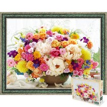 퍼즐피플 정물 직소퍼즐, 무지개꽃다발 500피스 액자포함(엔틱그린), 500p