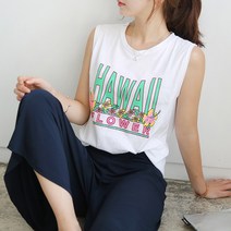 데일리앤 하와이 여자 프린팅 티셔츠 민소매/나시