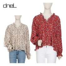 드넬 드넬 물결넥잔꽃블라우스DO03063A