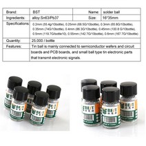 BGA Reballing Balls (0.2 0.25 0.3 0.35 0.4 0.45 0.5 0.55 0.6 0.65 ) BGA 솔더볼 수리 도구 BGA 재 작업, 02 0.25MM