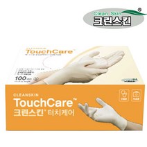 크린스킨 터치케어 라텍스장갑 100매입 진료용 아이보리, 소(S)