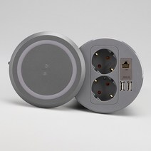 원형 빌트인 콘센트 매입 매립형 주방 아일랜드 식탁 싱크대 가구 책상 테이블 usb BID-221W 다크그레이