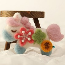 양모펠트 퀼티 DIY 원형 목마에 모든 것이 복숭아 꽃/행운/돈 양모 펠트 찌르기 소재 가방이, 모든 것을 한 번에 브로치 소재 팩