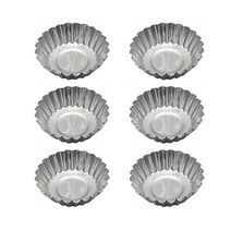 타르트틀 6 팩 탄소강 몰드 플루트 브리오슈 팬 미니 타트 몰드 컵 케이크 머핀 푸딩 용, 화이트 12개