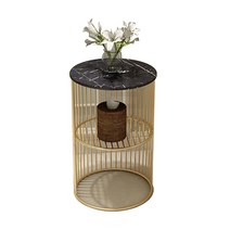 북유럽 마블 미니 골드 대리석 협탁 사이드테이블 티테이블 비보뉴, 블랙 금색