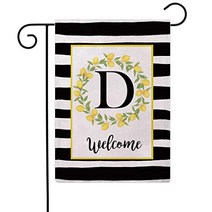 ULOVE LOVE YOURSELF Welcome Farmhouse Decorative Garden Flags with Letter D/Lemons Wreath Double Sid, 1