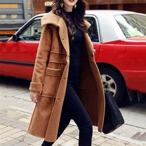 wanzhengwei여성 무스탕 롱코트 양털 후리스 겨울 패딩 코트