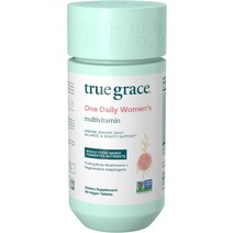 멀티비타민 True Grace One Daily 여성 종합 비타민 발효 미네랄 유기농 강장제 및 버섯 전신 균형 면역 에너지 미용 지원 - 비 GMO 글루텐 프리 간장 30 비건, [02] 60 카운트