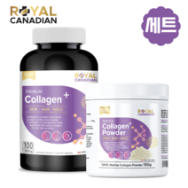 [세트] 로얄캐네디언 초저분자 마린 콜라겐 플러스 캡슐 파우더 세트 캐나다 영양제, 1개