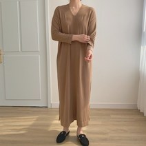 봄 보들보들 브이 세로줄 포인트 박시 롱 니트 원피스 6color