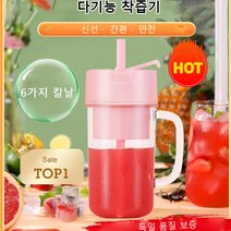 1/1+1 휴대용 디자인의 미니 전기 주스기 충전식 믹서기, 핑크*1+블루*1