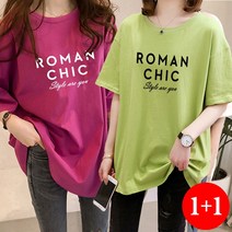 [1+1] 스타일아유 여성 프린팅 ROMAN CHIC 오버핏 반팔 티셔츠 반팔박시 티셔츠