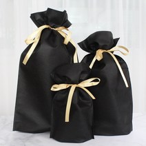검정부직포 리본 복주머니 60g/3사이즈 기념일 답례품 포장 레터링