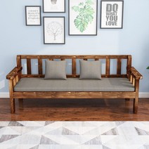 원목 심플 소파 벤치 발코니 레저 등받이 의자 소형 거실 3인승 2인용 소파 의자, 탄화목(120X50X80)