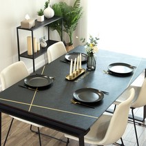 SKANDSALO 식탁보 모던 리도(가죽 테이블패드)모던 심플 방수 기름방지 두꺼운 고급그레이, T01-정교한 블랙라인 탁자 매트 d1001, C11-가죽 테이블패드(넓이 80직사각형 130)