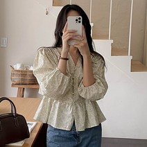 코코블랑 모브 콩단추 블라우스
