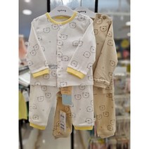 아가방 [동아쇼핑점] 겨울신상 신생아 남아 출산내의 # 무형광 실내복 긴팔내의# 백일 돌선물추천# 귀여운 곰돌이 /얇고부드러운촉감 /어린이집등원룩 활동복/2컬러 라인베어내의