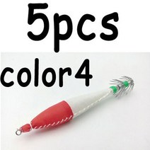 무늬오징어피규어 낚시 도구 액세서리 낚시미끼 5개/갑 10 cm/6g 물고기 오징어 지그 미끼 빛나는 인공 나, 04 5pcs  color 4