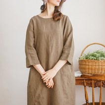 내추럴가든 모드 셔링 린넨 원피스