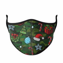 Top Trenz Kids Face Wrap Cloth Reusable Fashion Mask Medium (Ages 8+ to Adult) (Brown Zebra) 바이오더, Christmas Camo