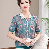 50대엄마옷 중년여성옷 여름 60대 반팔 할머니옷 카라티 플라워 패션 티셔츠