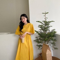 오슈 여름 20대 대학생 코디 허리밴딩 베이직 롱원피스