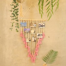 [리빙랩스] 사진걸이 마크라메 6종 화이트/그레이/블랙/옐로우/퍼플/레드 인테리어 감성 벽결이, 레드