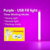 조도계 조도기 조도센서 조도 광량 측정 센서 디지털 핸드 헬드 D 필 라이트 USB 충전식 사진 조명 비디오, 05 Purple_01 17cm