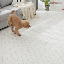 1+1 휴팡 15T PVC롤매트 셀프시공 강아지매트 미끄럼방지 슬개골보호 애견매트, 폭 140cm, 3m(+사은품), 헤링본화이트(1+1묶음)