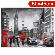 블링블링 캔버스 액자형 보석십자수 60x45cm 해바라기 부엉이 금전수 DIY 세트 비즈 큐빅 대형, 1세트, CV-063 (런던의거리)