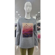 헤지스 F/W 여성 그레이 프린트 배색 면 혼방 긴팔 티셔츠(HSTS 0D807G2)(135283 )