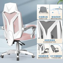 케이로 컴퓨터 의자 홈 오피스 사무실 장시간 편안한 통기성 메쉬 천 게임 인체 공학적 사무용의자, 스위블 리프트 팔걸이, 나일론 발, 화이트 프레임 파우더 네트