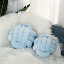 북유럽 매듭 꼬임 쇼파 등허리 쿠션 새틴 인테리어쿠션 집들이선물, 28cm, 블루