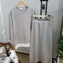 상상그이상 여성용 레이어드 긴팔 티셔츠 스커트 트레이닝 세트 편안한 꾸안꾸룩