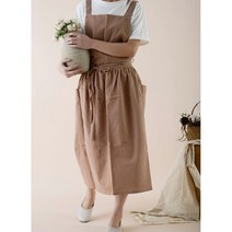 프로방스 방수린넨 원피스 앞치마, 1개, 파스텔 생활방수 롱 앞치마(브라운)