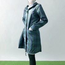 여성골프우비 체크 골프레인코트, L