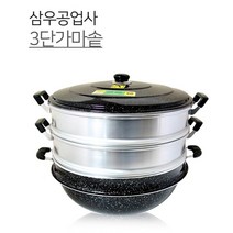 킹스타 3단 찜솥 킹크랩 대게 가마솥 영업용 업소용 찜기 만두찜기, 30cm, 1개