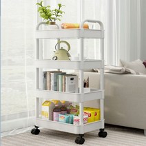 방구석닷컴 이동식트롤리-웨건 3단 4단 서빙카트 주방 미용 업소용, 3단(화이트)