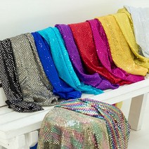 무대의상원단 - 4mm도트 반짝이 스판천 12칼러 리본천원단 행사의류천원단 n, 11.레인보우