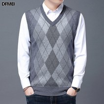 DFMEI.민소매 조끼 캐주얼 루즈핏 브이넥 나시 체크 니트