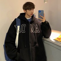 이유까까 남성용 ROMA 오버핏 기모 후드집업
