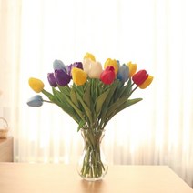 망고튤립 조화 졸업식 꽃다발 재료 브라이덜샤워 소품 17Color, 코랄